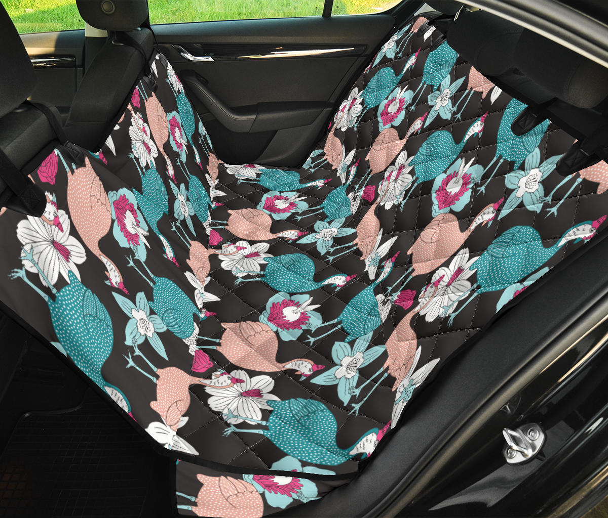 Guinea Fowl Pattern Print Design 03 Rear Dog Car Seat Cover Hammock