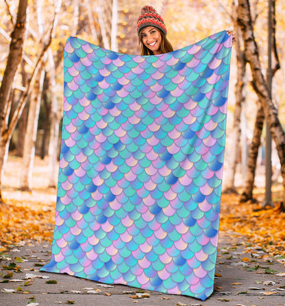 Mermaid Scales Pastel Pattern Print Design 07 Premium Blanket