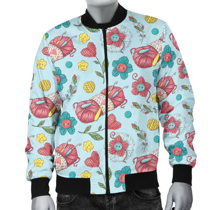 Crochet Pattern Print Design 01 Men Bomber Jacket