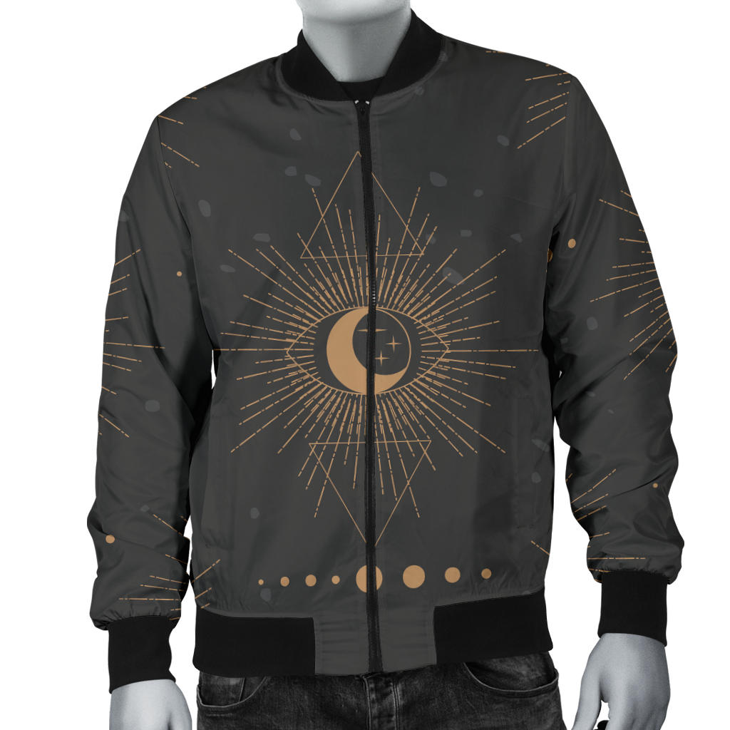 Moon Boho Pattern Print Design 02 Men Bomber Jacket