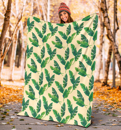 Banana Leaf Pattern Print Design 01 Premium Blanket