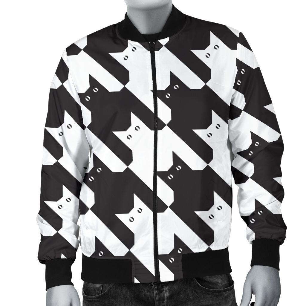 Cat HoundstoothPattern Print Design 01 Men Bomber Jacket