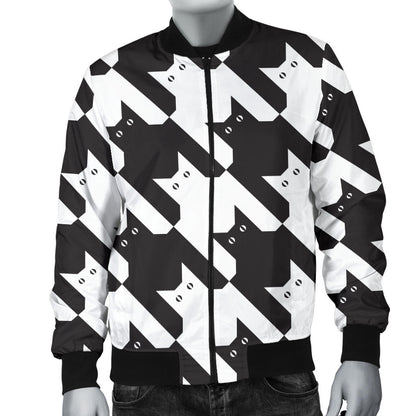Cat HoundstoothPattern Print Design 01 Men Bomber Jacket