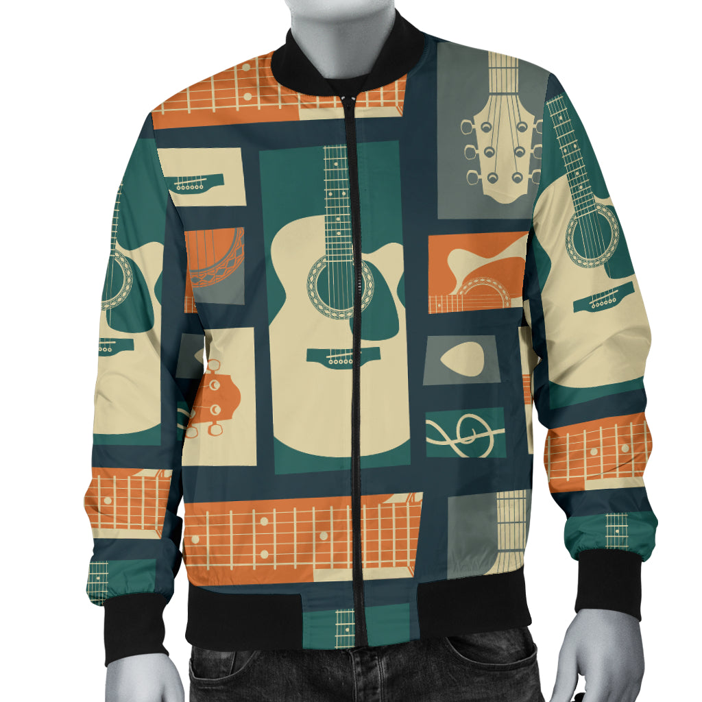 Acoustic Guitar Pattern Print Design 02 Men Bomber Jacket