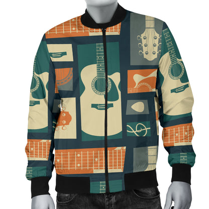 Acoustic Guitar Pattern Print Design 02 Men Bomber Jacket