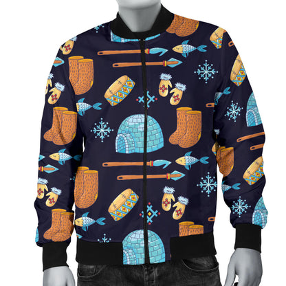 Eskimo Pattern Print Design 02 Men Bomber Jacket