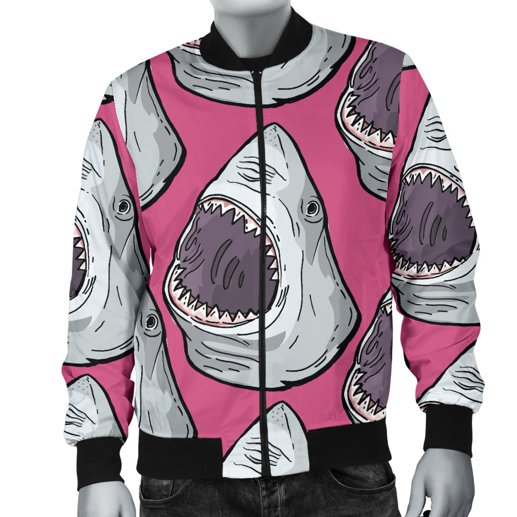 Great White Shark Pattern Print Design 01 Men Bomber Jacket