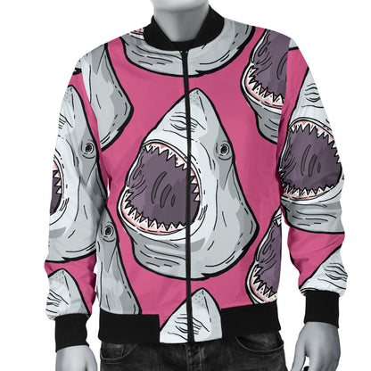 Great White Shark Pattern Print Design 01 Men Bomber Jacket