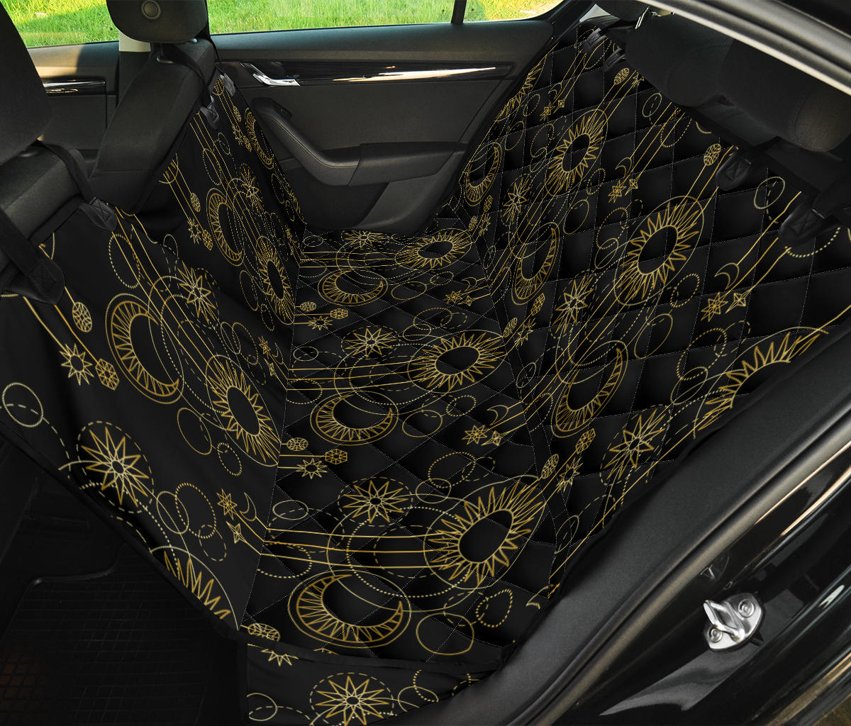 Moon Boho Style Pattern Print Design 01 Rear Dog Car Seat Cover Hammock