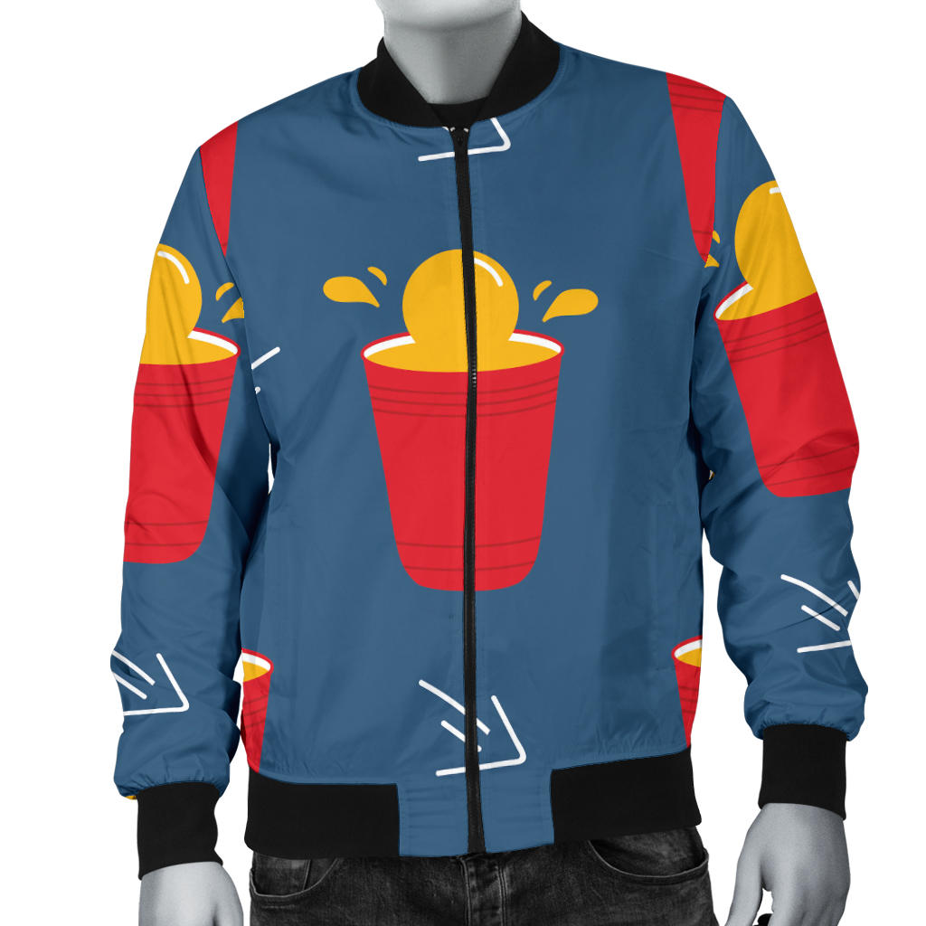 Beer Pong Pattern Print Design 02 Men Bomber Jacket
