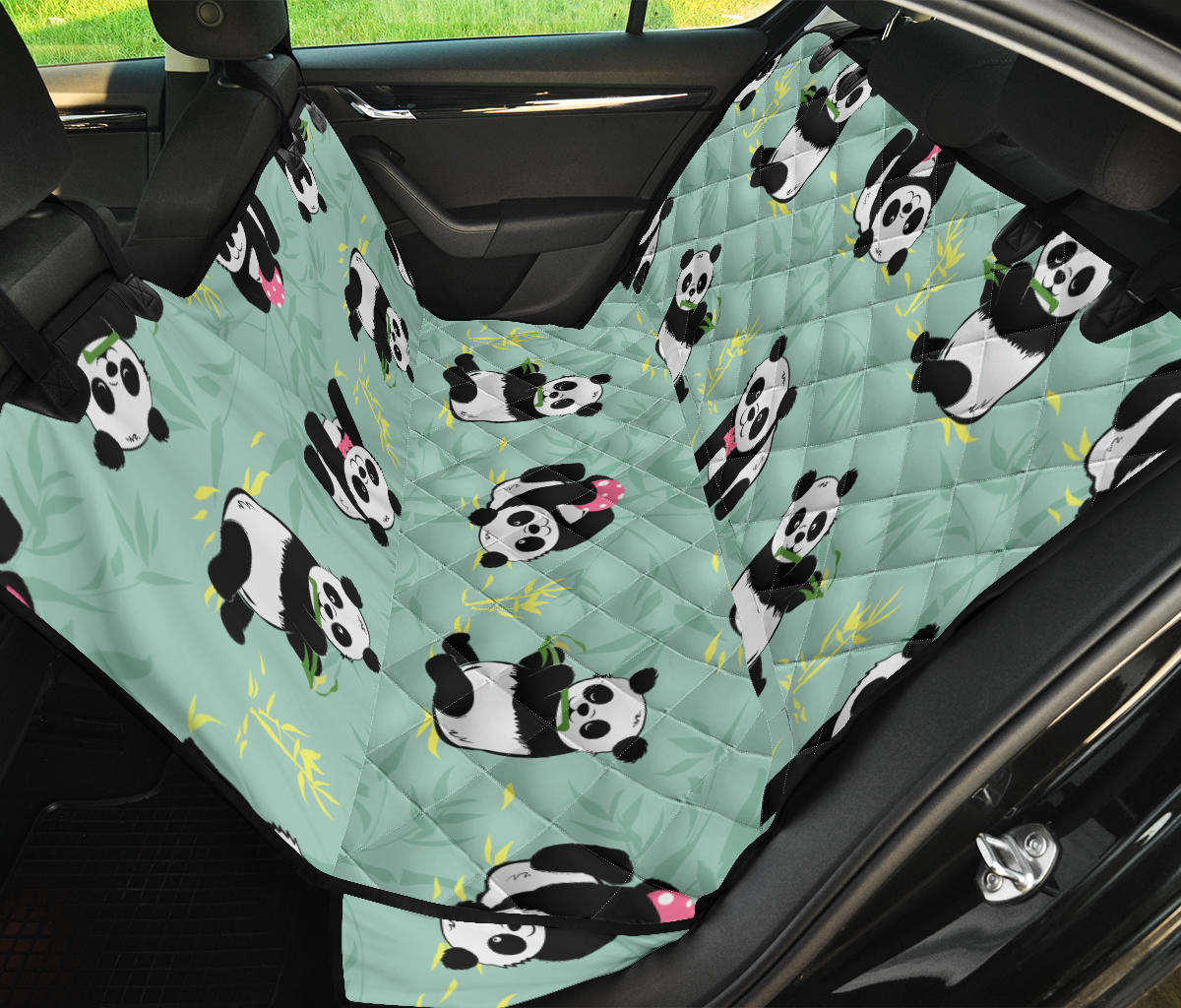 Panda Pattern Print Design A05 Rear Dog Car Seat Cover Hammock