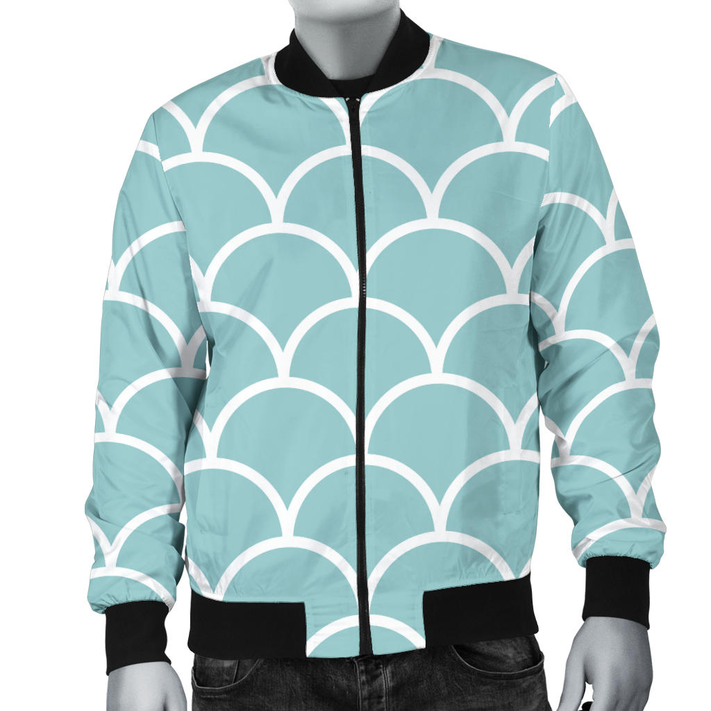 Scales Teal Pattern Print Design 02 Men Bomber Jacket