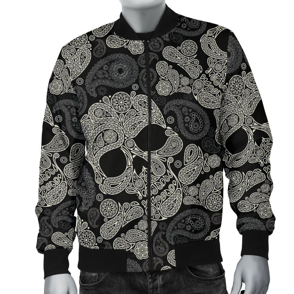 Paisley Skull Pattern Print Design A01 Men Bomber Jacket