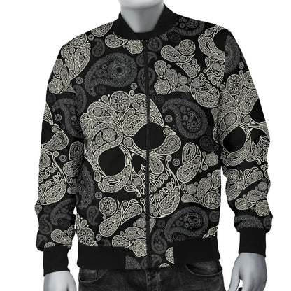 Paisley Skull Pattern Print Design A01 Men Bomber Jacket