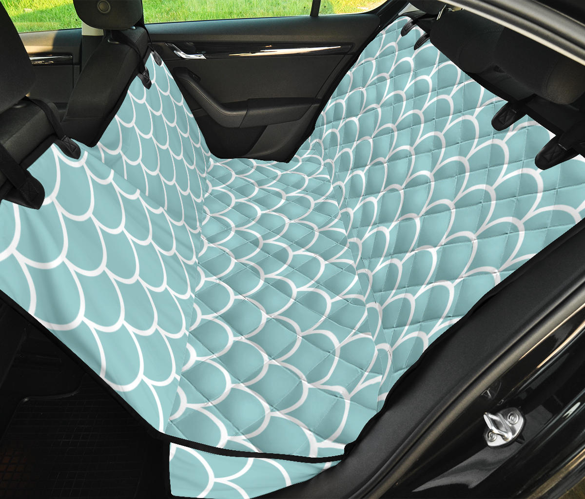 Scales Teal Pattern Print Design 02 Rear Dog Car Seat Cover Hammock