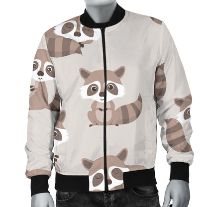 Raccoon Pattern Print Design A05 Men Bomber Jacket