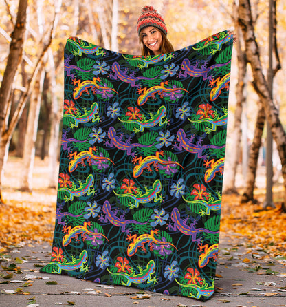 Gecko Colorful Pattern Print Design 01 Premium Blanket