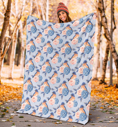 Bluebird Pattern Print Design 01 Premium Blanket