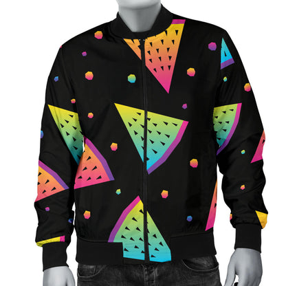 Rainbow Watermelon Pattern Print Design A04 Men Bomber Jacket