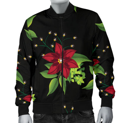Poinsettia Pattern Print Design A01 Men Bomber Jacket
