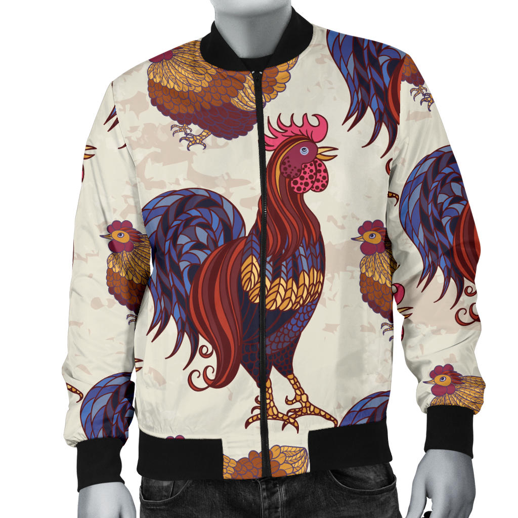 Rooster Pattern Print Design A03 Men Bomber Jacket