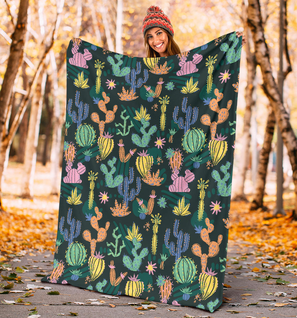 Cactus Pattern Print Design 05 Premium Blanket