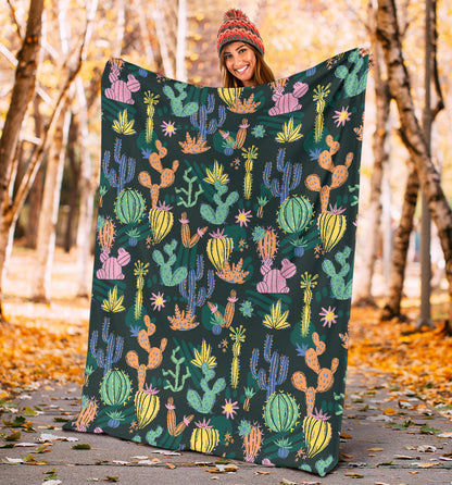 Cactus Pattern Print Design 05 Premium Blanket