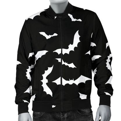 Bat Pattern Print Design 05 Men Bomber Jacket