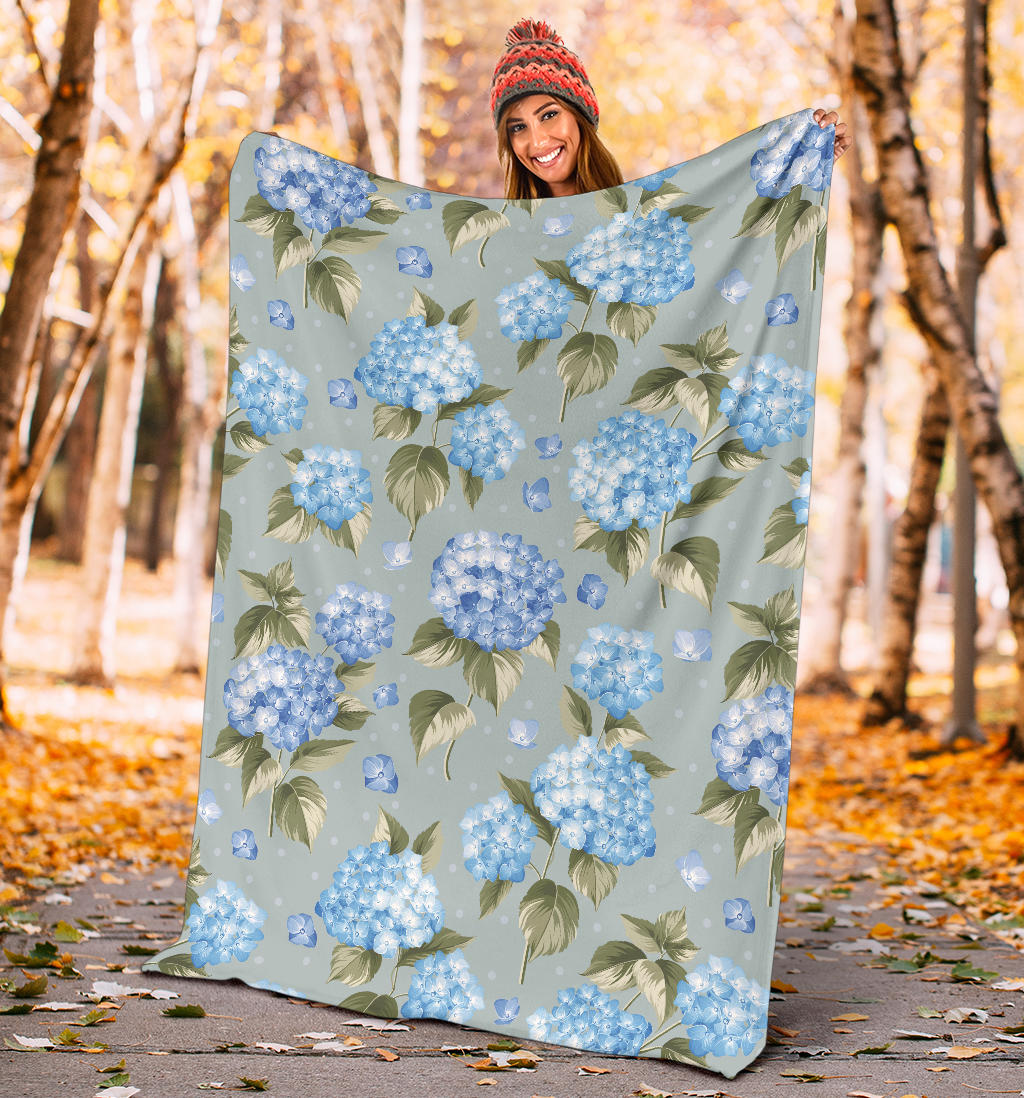 Hydrangea Pattern Print Design 01 Premium Blanket