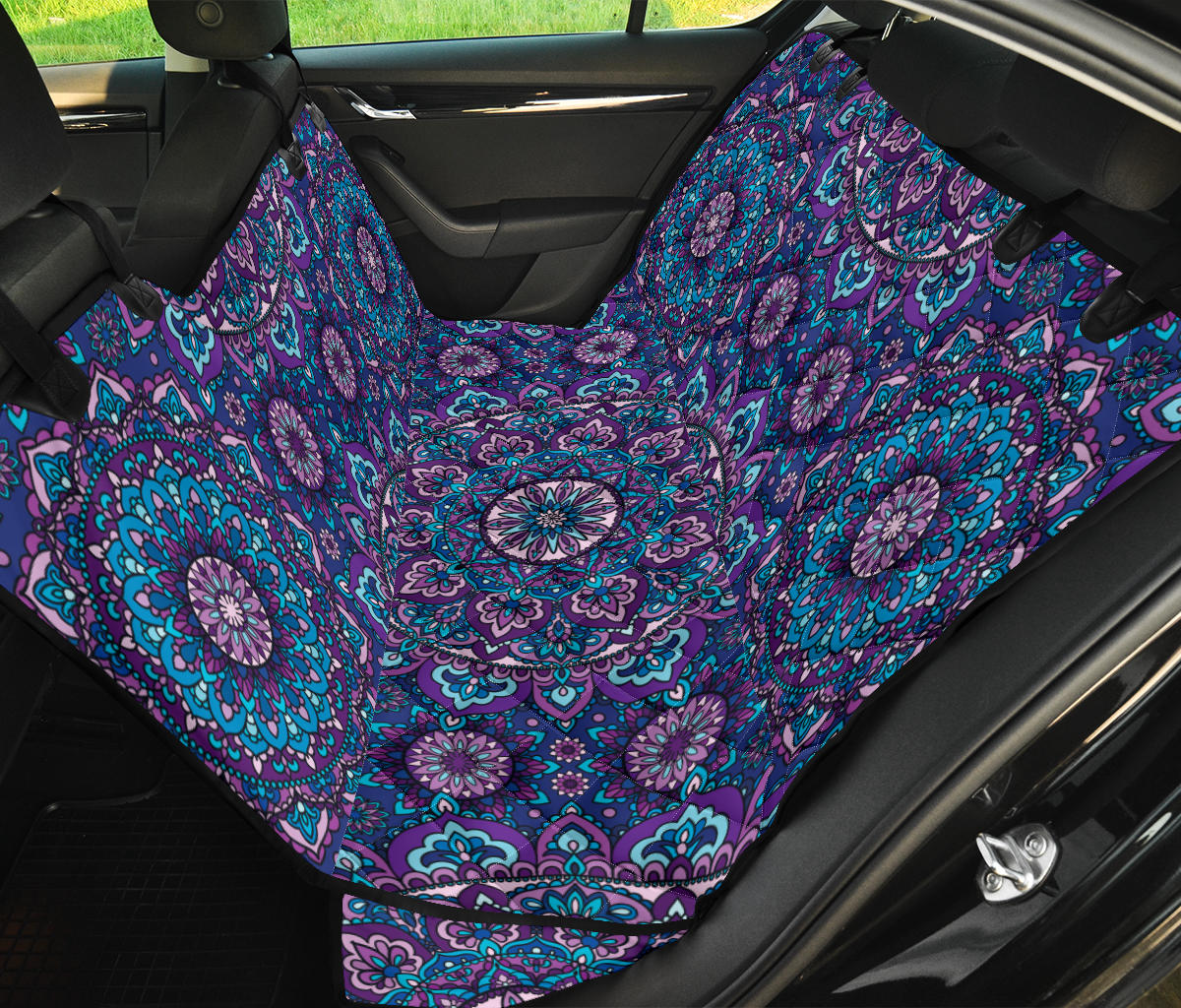 Medallion Pattern Print Design 05 Rear Dog Car Seat Cover Hammock