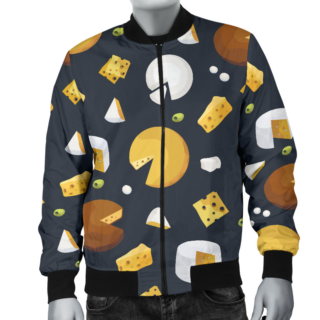 Cheese Pattern Print Design 03 Men Bomber Jacket
