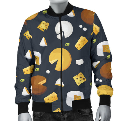 Cheese Pattern Print Design 03 Men Bomber Jacket