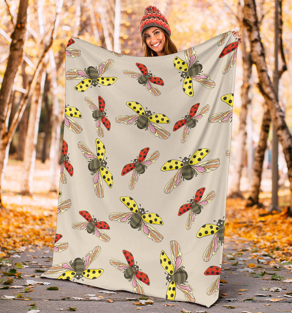 Ladybug Pattern Print Design 04 Premium Blanket