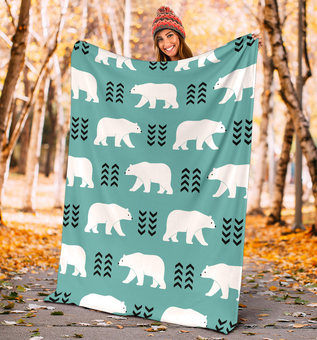 Polar Bear Pattern Print Design A05 Premium Blanket
