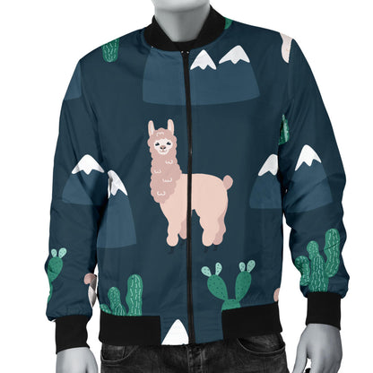 Llama Pattern Print Design 06 Men Bomber Jacket