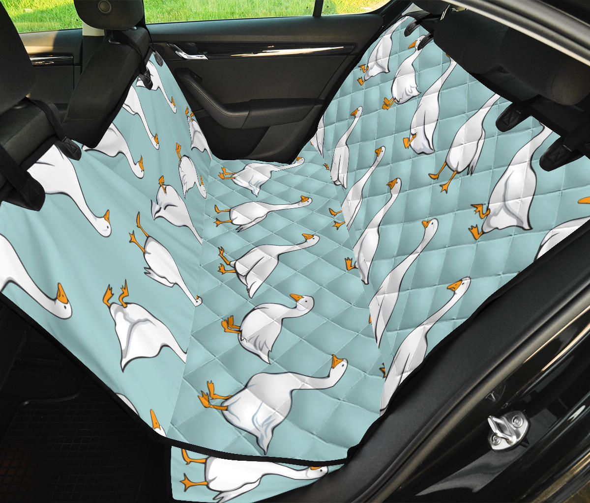 Goose Pattern Print Design 02 Rear Dog Car Seat Cover Hammock