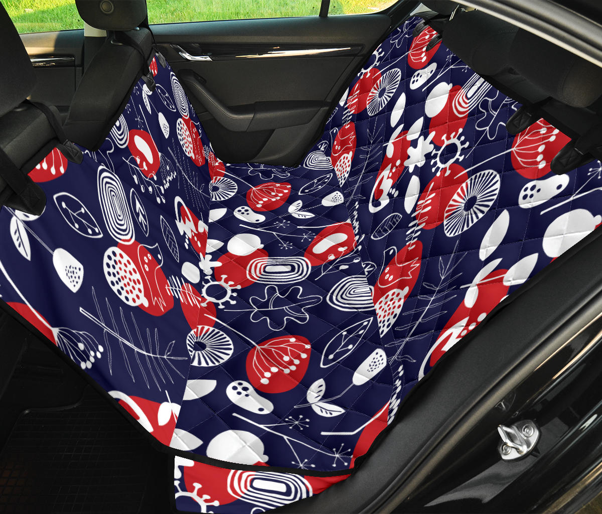 Nordic Pattern Print Design A02 Rear Dog Car Seat Cover Hammock