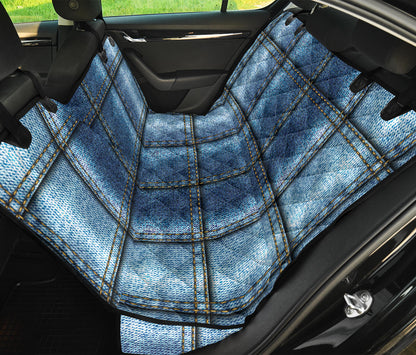 Jean Patchwork Pattern Print Design 02 Rear Dog Car Seat Cover Hammock