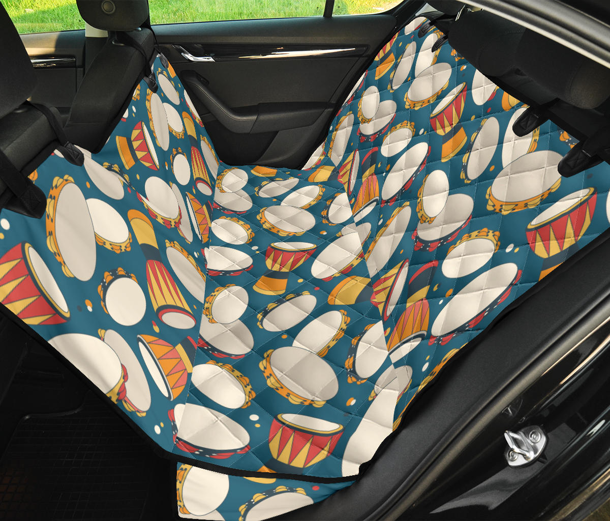 Tambourine Pattern Print Design 01 Rear Dog Car Seat Cover Hammock