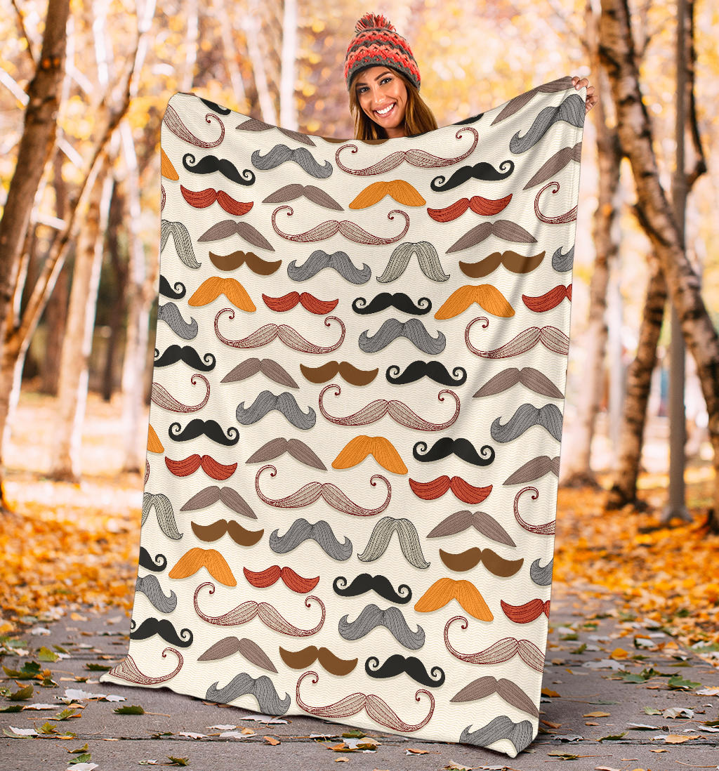 Mustache Pattern Print Design A02 Premium Blanket
