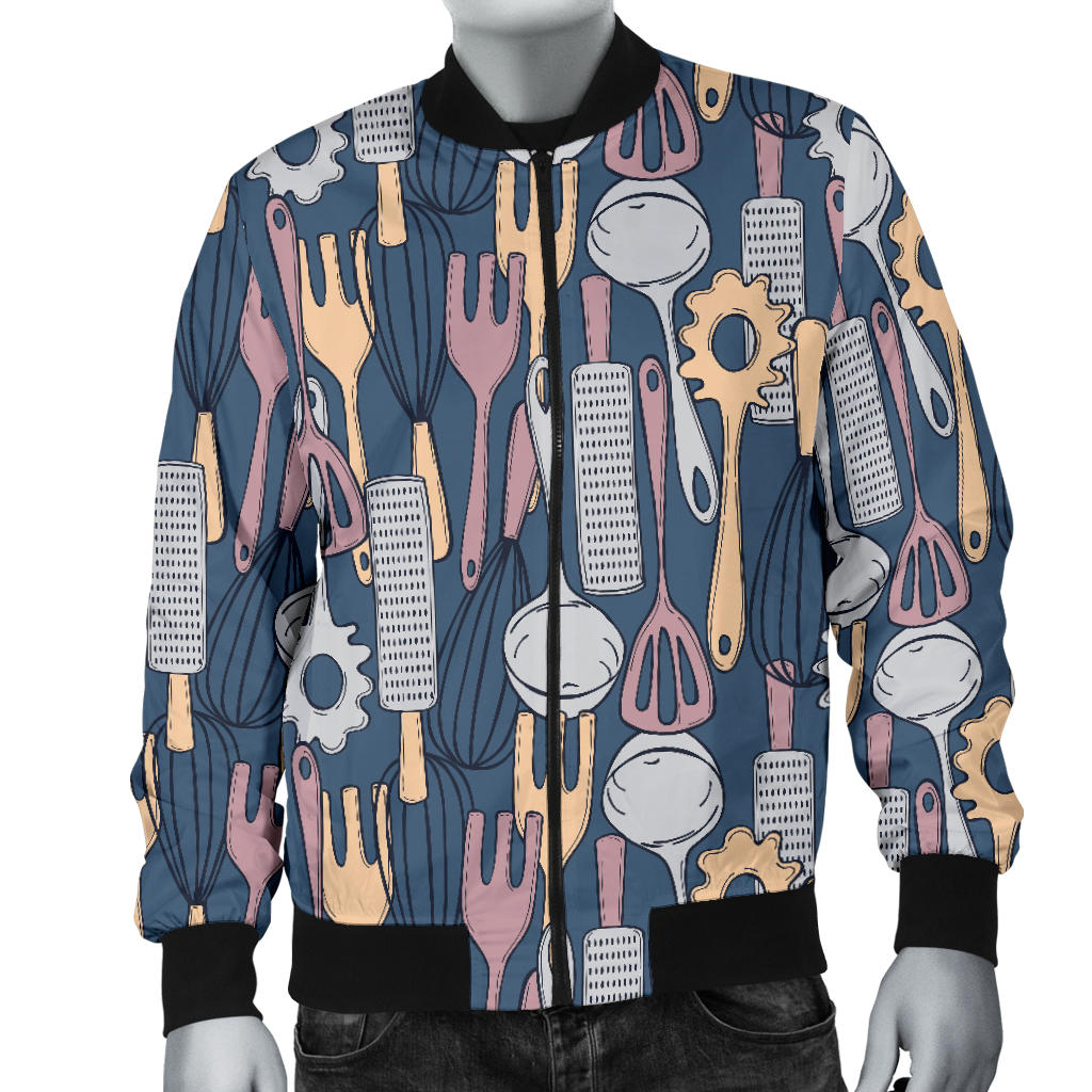 Cooking Kitchen Tools Pattern Print Design 05 Men Bomber Jacket