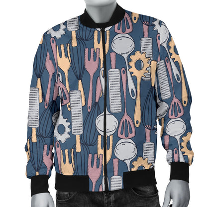Cooking Kitchen Tools Pattern Print Design 05 Men Bomber Jacket
