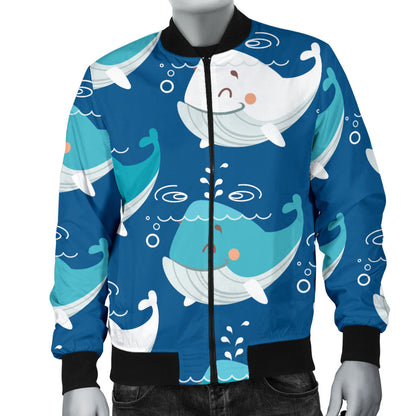 Blue Whale Pattern Print Design 01 Men Bomber Jacket