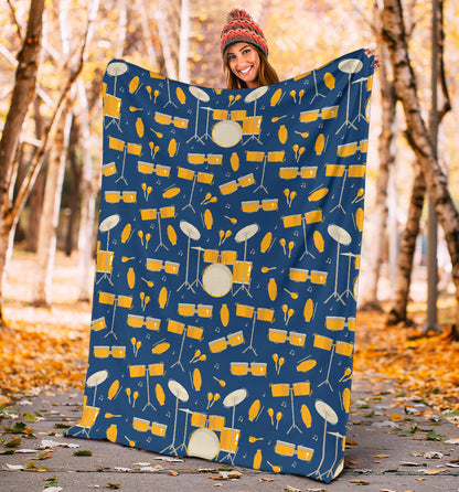 Drum Set Pattern Print Design 03 Premium Blanket