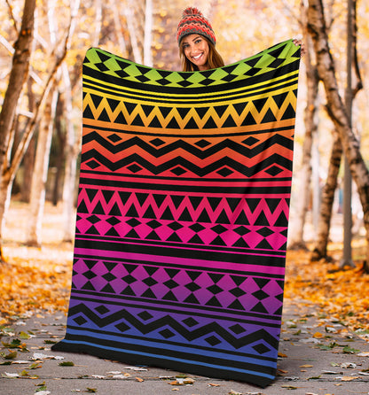 Rainbow Tribal Pattern Print Design A02 Premium Blanket