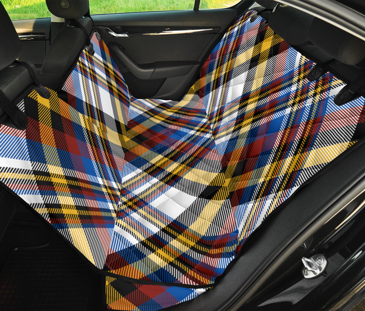 Madras Pattern Print Design 01 Rear Dog Car Seat Cover Hammock