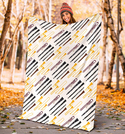 Clarinet Pattern Print Design 01 Premium Blanket