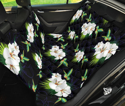 Hummingbird with Flower Pattern Print Design 03 Rear Dog Car Seat Cover Hammock