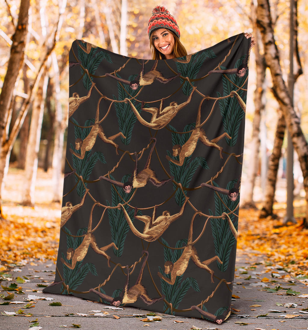 Monkey Pattern Print Design 02 Premium Blanket