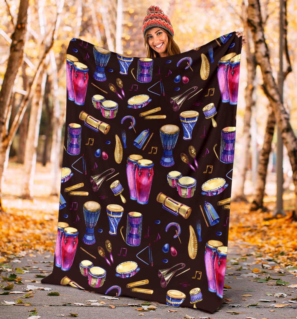 Percussion Neon Pattern Print Design 04 Premium Blanket